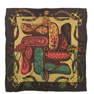 HERMES 45 Festival Petit Carre Multicolor Silk 100% Scarf